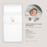 Interbaby Juego de Sábanas Franela 3 Pcs Cuna 60x120 Blanco/Azul - details 2