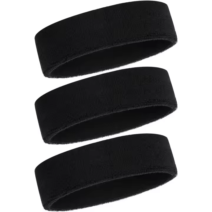 Banda para el sudor para hombres y mujeres - 3 piezas de bandas para el sudor deportivas que absorben la humedad Banda para la cabeza de tela de rizo de algodón atlético - 1