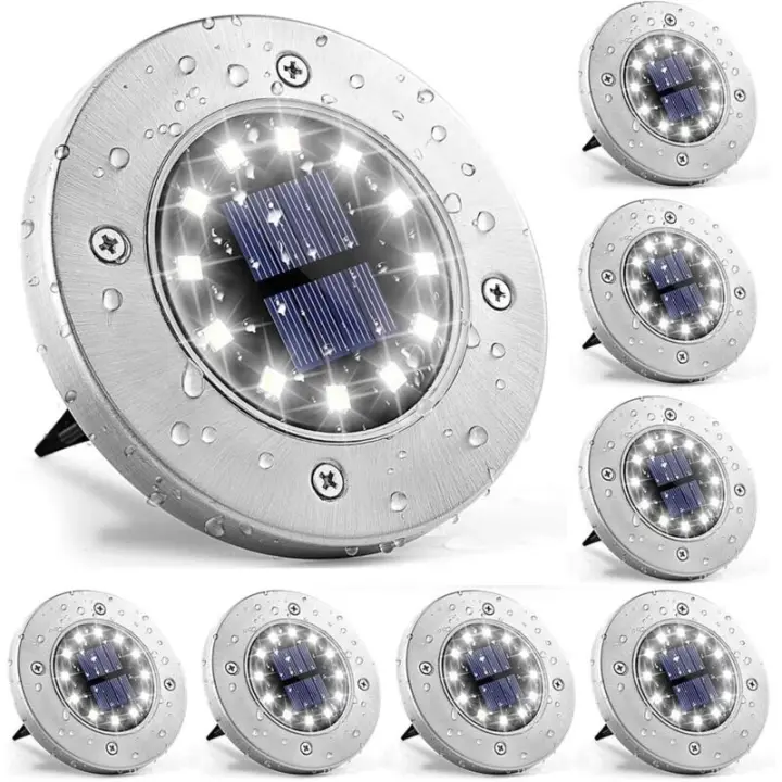 Lampes solaires au sol, 8 Pièces 12 LED Éclairage pour chemins, IP65 étanche Lumiere Solaire Extérieur pour Jardin, Patio- - 1