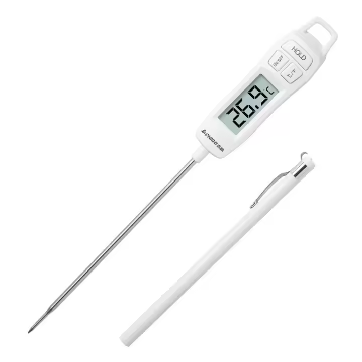 Termómetro digital para carne de cocina todo en uno, lectura instantánea, sonda larga para alimentos con pantalla LCD grande y botón ℉/℃. - 1
