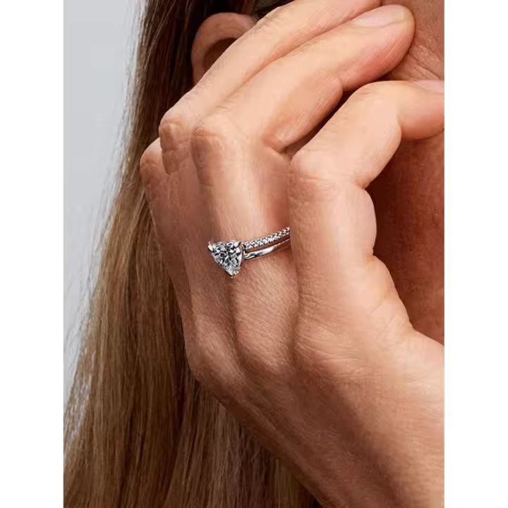 Pandora - Anillo de Corazón de Doble Banda-Plata de - 1