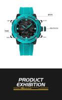 Reloj Deportivo NAVIFORCE Para Hombre Resistente Al Agua Dual Display Reloj De Pulsera Cuarzo Militar Con Stopwatch Y Alarma Pantalla LED Y Analógica Material De Correa De Silicona - details 2