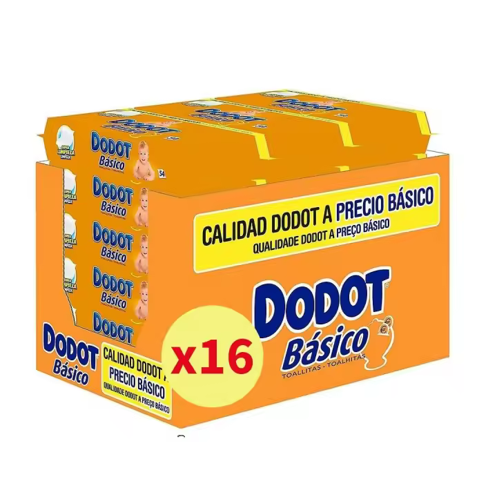 Toallitas DODOT Básico PACK ahorro de 16 paquetes de 54 unidades (864 toallitas) - 1