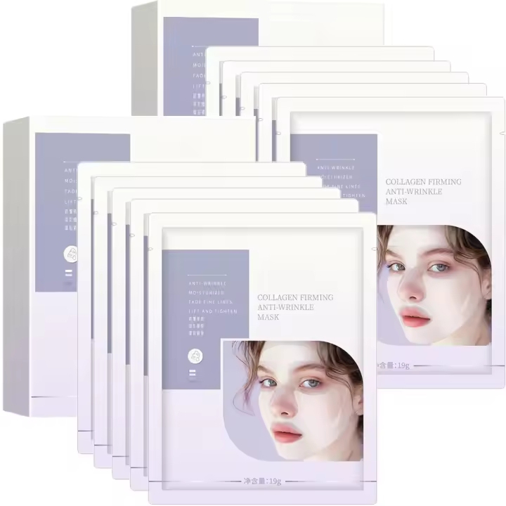 Mascarilla reafirmante facial con efecto lifting en forma de V, mascarilla 3D antiarrugas con colágeno y retinol, lifting facial profundo con colágeno, elevación de papada, contorno facial, reafirmante e hidratante (2 cajas/10 unidades) - 1