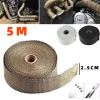 Pipé De Escape Para Motocicleta 5M*2.5CM Con Aislamiento Térmico De Fibra De Vidrio Incluye 4 Amarres Como Regalo - details 0