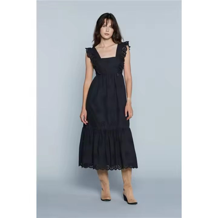 Relish Vestido largo con bordado crochet - 1