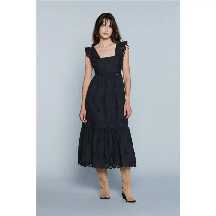 Relish Vestido largo con bordado crochet - 1