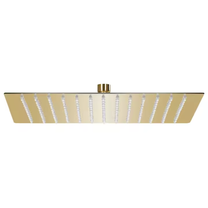 vidaXL Cabezal ducha efecto lluvia acero inox cuadrado dorado 25x25cm - 1