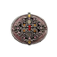 Cajita decorativa estilo vintage de metal con brillantes incrustados y motivos geométricos multicolor 6 x 6 cm aprox. con tapa con imán - diseño elegante - materiales de calidad robusta y exquisita mano de obra - ideal para decoración o regalo - details 6