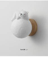 Lámpara De Pared Moderna Creativa Oso Dormido Luna Ambiente Nocturno Para Habitación De Niños Y Niñas Lámpara De Noche Incluida Fuente De Alimentación AC Material Resina Y Madera - details 8