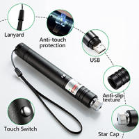 Puntero láser, linterna táctica de 2000 m, luz verde de larga distancia, linterna de mano de alta potencia, puntero láser recargable para USB con tapa de estrella, enfoque ajustable para interacción con mascotas, escalada en roca, caza y reuniones - details 5