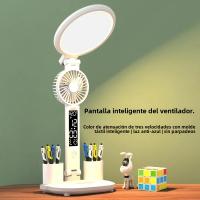 Lámpara De Escritorio LED Con Reloj Y Ventilador Recargable Por USB Luz Nocturna Plegable Protección Ocular Para Lectura Y Dormitorio - details 0