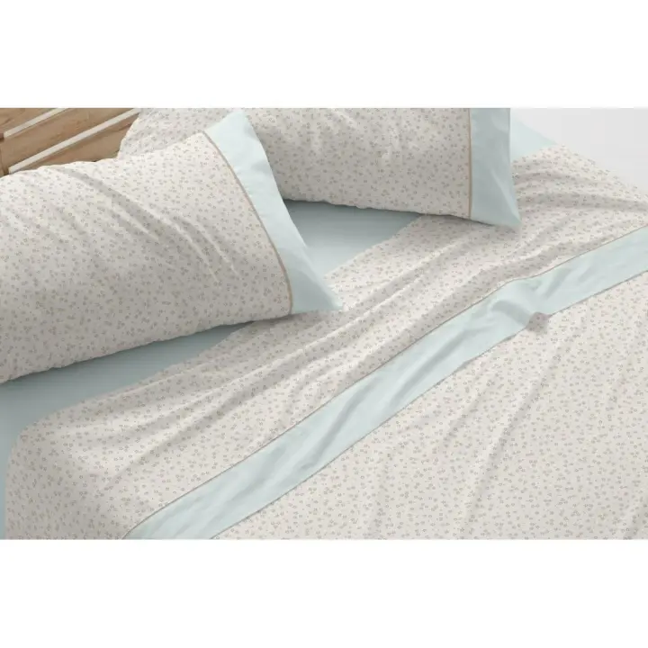 Juego de Sábanas Estampadas 539 Verde Agua Burrito Blanco 50% Algodón– Suavidad, Ajuste Perfecto y Fácil Planchado. - 1