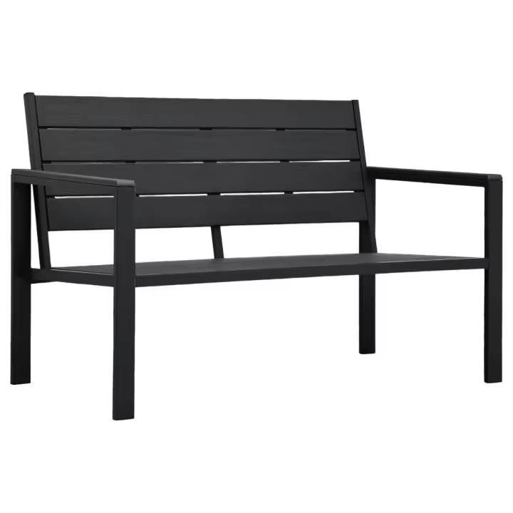 vidaXL Banco de jardín HDPE negroo aspecto madera 120 cm en color Negro/Gris/Blanco - 1