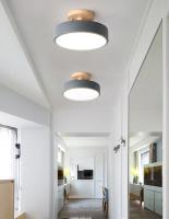 Lámpara De Techo Industrial Nórdica Para Entrada Sala De Estar Comedor Dormitorio Estudio Baño Luz Redonda De Madera Moderna - details 0