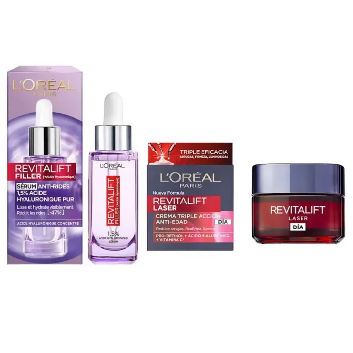 L'Oréal Paris Pack  - Serum Antiarrugas Revitalift Filler 30ml + Loreal - Revitalift Laser crema Triple Acción Día 50ml. - 1