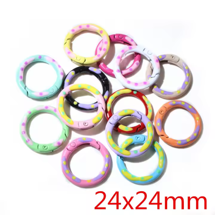 10pcs Random Colors Mix Heart Round Cat Shape Keychain Key Rings Lobster Clasps Hooks for DIY Keychains Making Accessories - 1