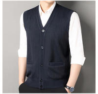 Chaqueta De Punto Para Hombre Otoño Invierno Chaqueta De Cuello V Sin Mangas Botones Estilo Casual Moda Knitted Cardigan - details 10