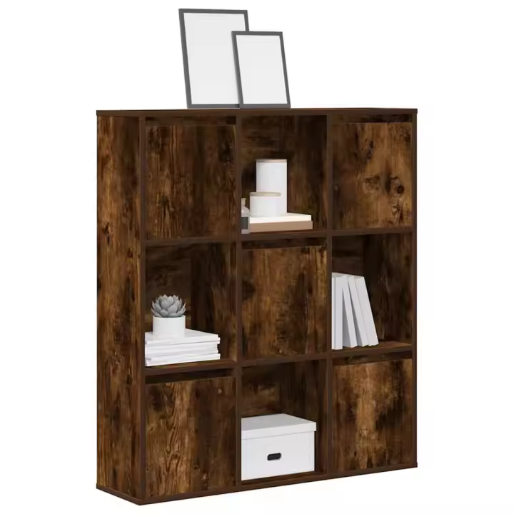 vidaXL Estantería de madera de ingeniería 89x24x101,5 cm en color Roble artisan/Gris hormigón/Negro y más | almacenamiento funcional diseño moderno para baño dormitorio sala - 1