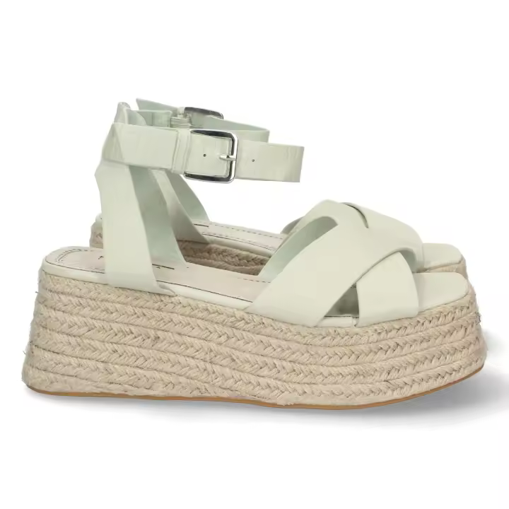 Davinia Shoes Sandalia de Plataforma para Mujer, Comoda, Forrada de Yute, Palas Cruzadas con Grabado de Serpiente, y Cierre de Hebilla Shoes&Blues.es M2385-Verde - 1