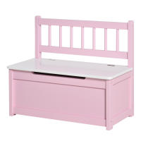 HOMCOM Baúl de Juguetes Banco Almacenamiento Infantil de Madera de Pino con Tapa Amortiguadora y Respaldo Alto para Niños de +2 Años Salas de Juego Habitación 60x30x50 cm - details 0
