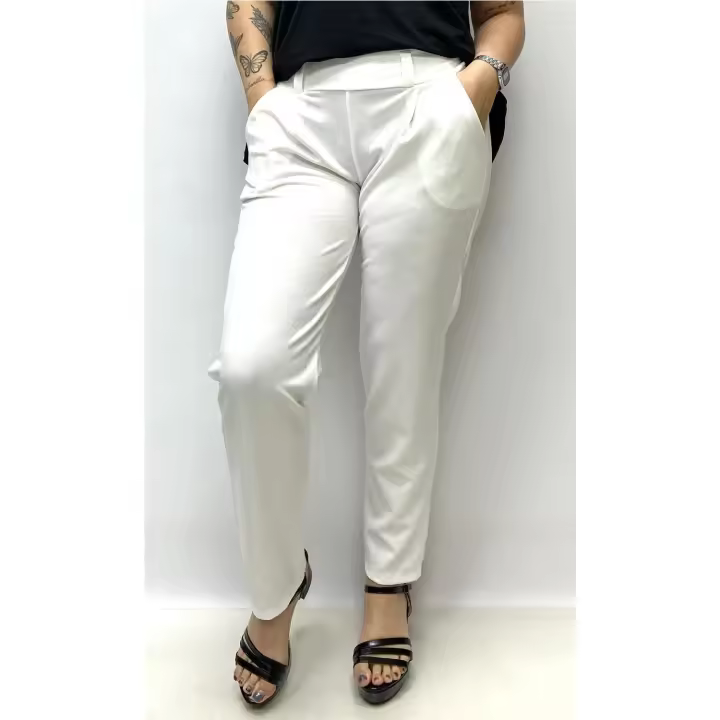 Pantalon Basico Vestir Blanco - 1