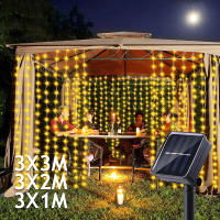 1 Pack De Luces Solares Para Cortina 300 LED 8 Modos Impermeable IP44 Decoración De Jardín Y Pared Para Navidad 9.8x9.8 Pies - details 0