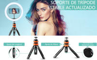 Anillo de Luz LED, 25cm diametro, WOWGO 10'' Aro con Trípode, 3 Colores 11 Brillos Bluetooth Control Remoto, Soporte Giratorio  eléfono Selfie, Maquillaje, Youtube, TIK Tok Live - details 8