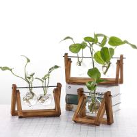 Vaso De Plantas Esterilizado En Vidrio Con Marco De Madera Vintage Jarrón Para Flores Y Bonsái Decoración De Escritorio Para El Hogar Vaso De Plantas Hydroponicas - details 9