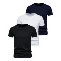 3Pcs Camiseta De Hombre Estilo Slim Fit Cuello Redondo Diseño De Moda Sólida Manga Corta Transpirable Y Secado Rápido Para Uso Diario Verano - details 2