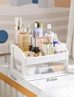 Organizador De Maquillaje, 3 Capas, 23.3x17x26.8cm, Gran Organizador De Tocador, Caja De Almacenamiento De Cosméticos Con Rejilla Para Base, Loción, Pintalabios, Crema Facial, Máscara De Parches - details 17