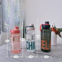 Botella De Agua Con Manija Y Correa Transparente De Plástico Ligera Gran Capacidad 0.6L/0.8L/1L Botella De Bebida Para Viajes Resistente Al Desbordamiento - details 1