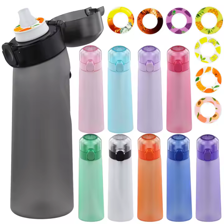 Botella De Agua Fragante De 650ML Con Manija Y 7 Cubos De Sabor Frutal Sin BPA Para Viajes Senderismo Escalada - 1