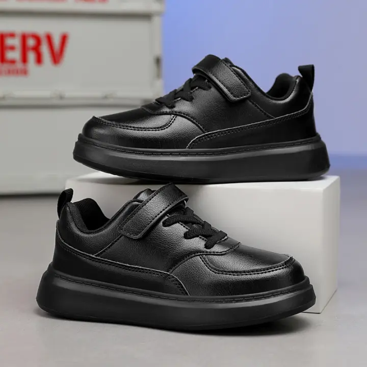 Zapatos Deportivos Para Niños Y Niñas En Cuero Negro Zapatos Planos Ligeros Para Niños Y Niñas Zapatos Blancos Pequeños Para Tenis - 1