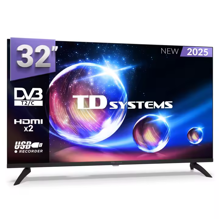 Televisor 32 Pulgadas HD No Smart TV, USB Grabador reproductor, Sintonizador digital DVB-T2/C - TD Systems K32DLM20H - 1