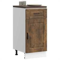 vidaXL Mueble bajo de cocina Porto madera contrachapada blanca en color Blanco/Gris hormigón/Blanco brillante y más | almacenamiento funcional diseño moderno para baño dormitorio sala - details 6