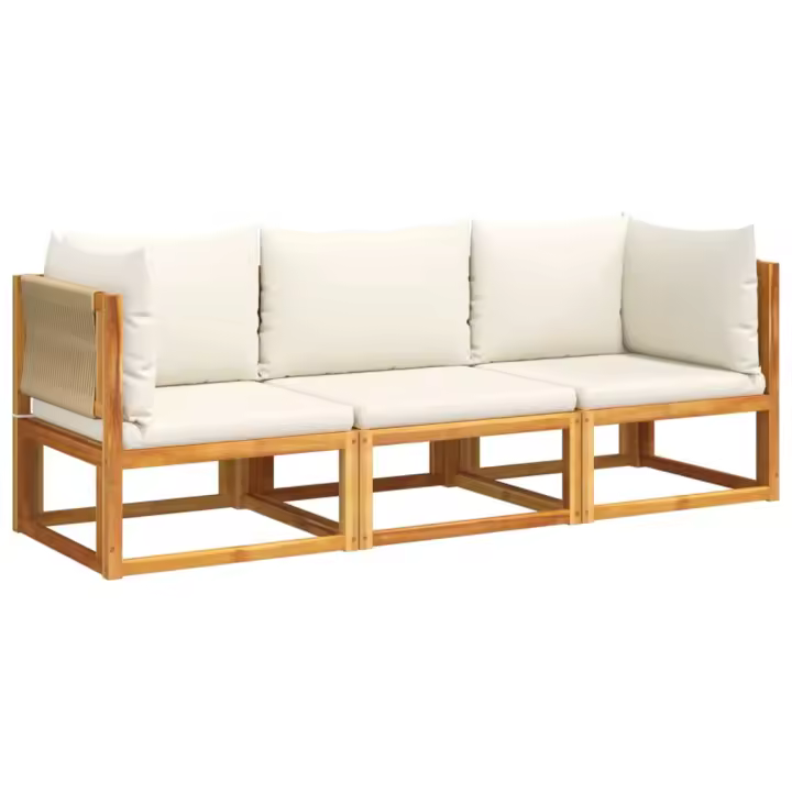 vidaXL Set de sofás de jardín con cojines 3 pzas madera maciza acacia - 1