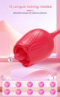 Juguete Sexual Para Mujeres Rose-Toy Dildo Vibrador Con Estimulador De Clítoris Y Lengua Licking Sucker De Silicona Médica - details 2