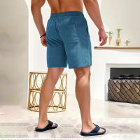 Shorts De Verano Para Hombre De Color Sólido Con Cordón Pantalones De Corduroy Casual Corte Corto Para Fitness - details 18