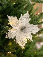 Flores Artificiales De Navidad Con Brillo Decoración Colgante Para Árbol De Navidad Regalo De Año Nuevo Adornos De Casa - details 5