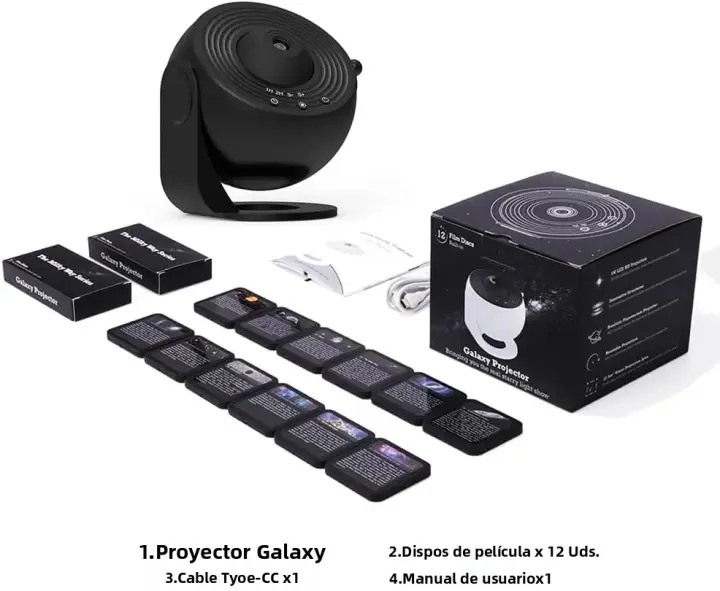 Proyector De Estrellas 12 En 1 Luz Nocturna Para Habitación De Niños Proyector Planetario 4K HD Rotación 360° Lámpara De Galaxia Regalo De San Valentín - 1