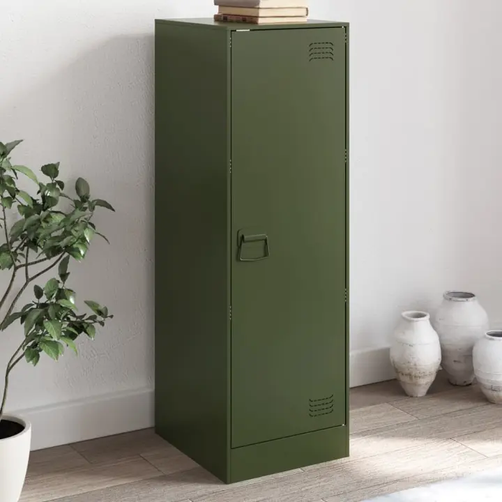vidaXL Aparador de acero verde oliva 34,5x39x107 cm - 1