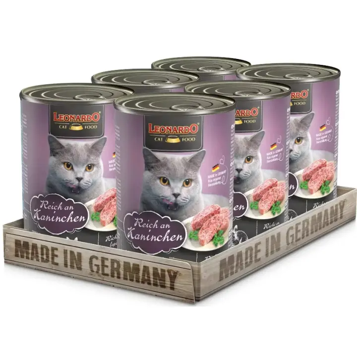 Pack 12X400 Gr - Leonardo Rico En Conejo Comida Humeda En Lata Para Gatos Adultos - 1