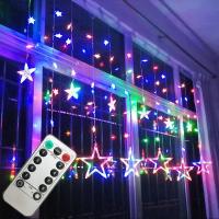 Curtain De Luces LED En Forma De Pentagrama Control Remoto Para Decoración Interior De Bodas Cumpleaños Y Navidad Luz De Ambiente Impermeable - details 11