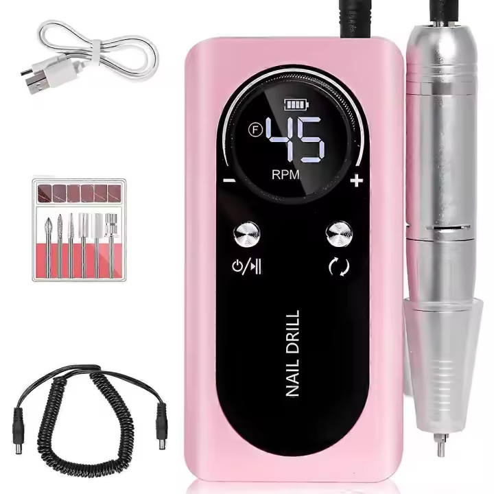 Electric 45000RPM Nail Drill Machine, Rechargeable Portable Nail File Electric DIY Nail Drill Kit with Smart LCD Screen - 1