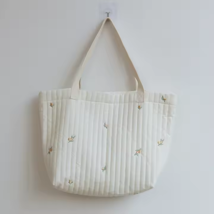 Bolso De Mano Grande De Algodón Japonés Y Coreano Para Mamá Bolsa De Almacenamiento Simple Con Capacidad Grande Bolsa De Bajo El Brazo - 1