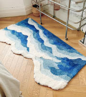 Alfombra Antideslizante De Estilo Japonés Con Patrón Azul De Mar Tufted Alfombra De Flocado Para El Hogar Alfombrilla De Piso Bonita Y Antideslizante - details 3