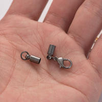 10pcs Pu Cuero Tira Cuerda Conector Capas De Punta Final Hebilla De Cierre De Lobo Para Fabricación De Joyas Pulsera Tamaño Exterior 2-10mm - details 2