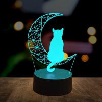 Lámpara De Noche 3D Mooncat USB Para Ambiente De Dormitorio Y Sala De Estar Regalo De Cumpleaños Y Festivales Luz De Noche Animal ABS LED - details 1