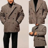 Chaleco De Hombros Rayados Marrón Para Hombre Chaqueta Casual Doble Botones Traje De Escenario Ropa De Hombre Chaqueta De Mano - details 1